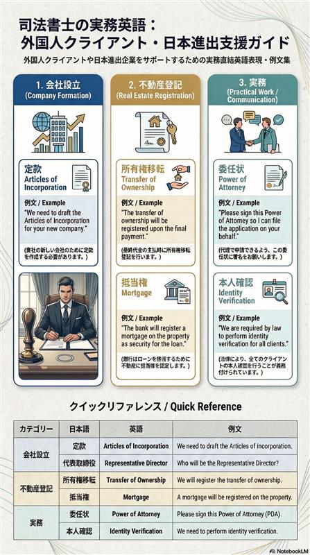 外国企業向けの日本における会社設立および登記に関する法務用語の概要